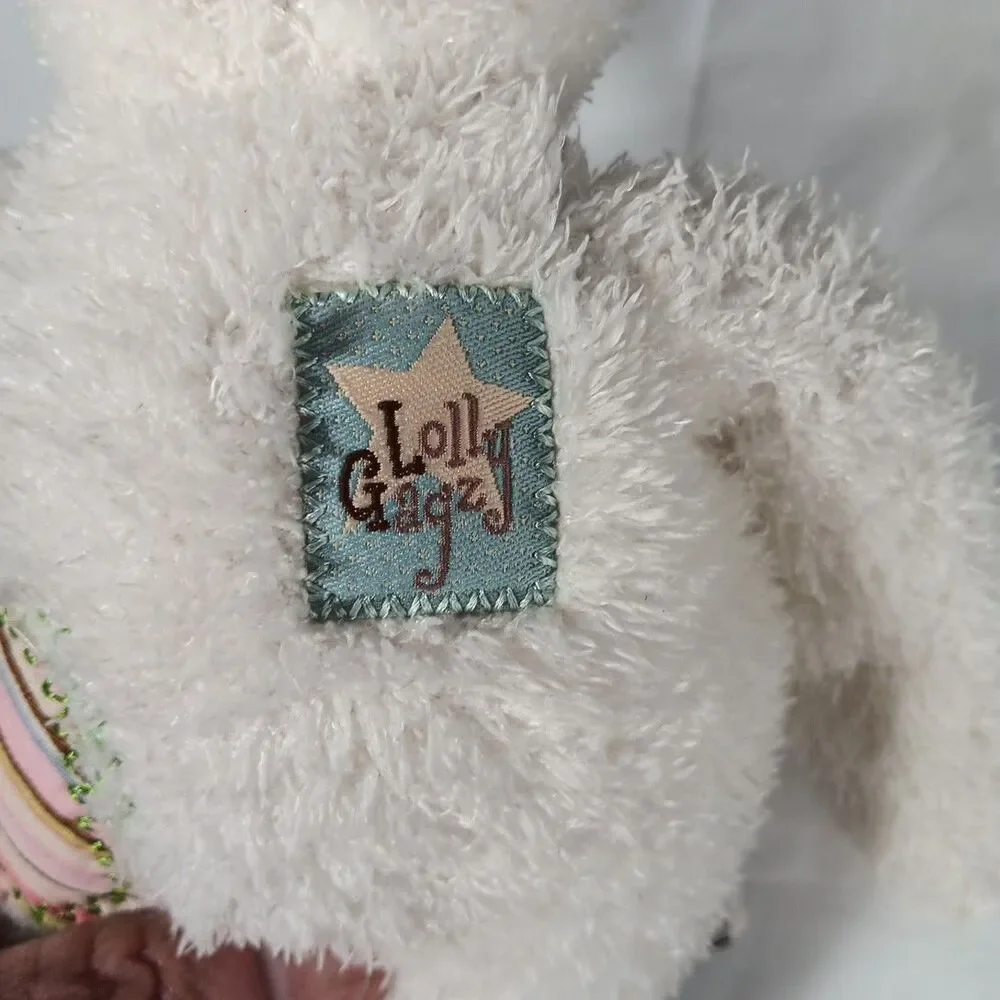 Aurora Plush Dog Puppy Lolly Gagz White w/ Patches Floppy Long Legs Lovey Pup